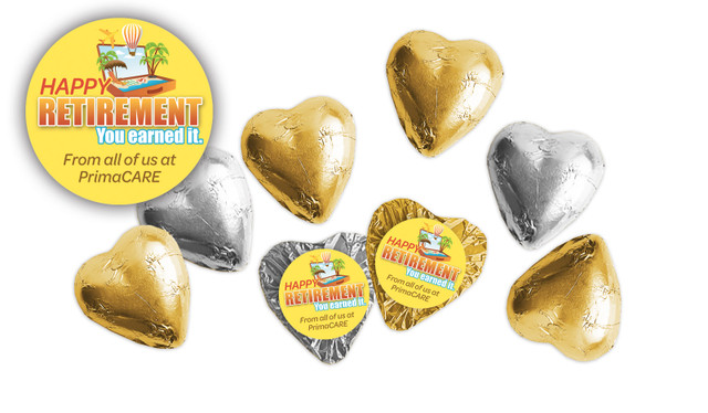 Suitcase Retirement Personalised Foil Chocolate Hearts