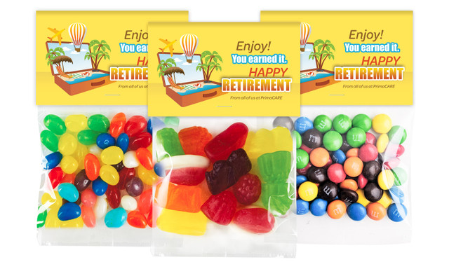 Suitcase Retirement Personalised Lolly Bag With Topper