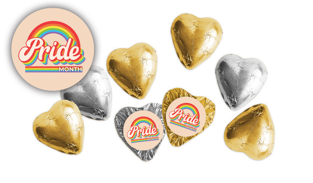 Retro Pride Personalised Foil Chocolate Hearts