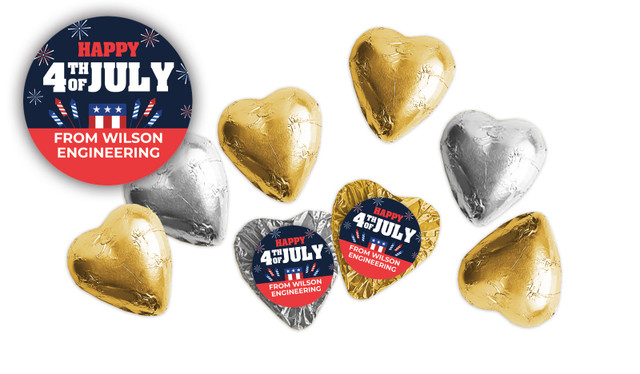 4th Of July Personalised Foil Chocolate Hearts