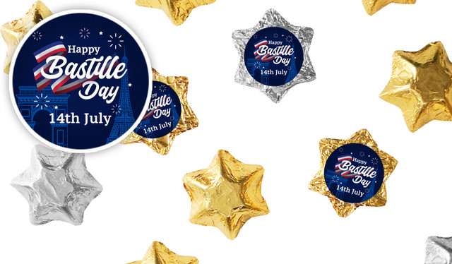 Bastille Day Personalised Foil Chocolate Stars