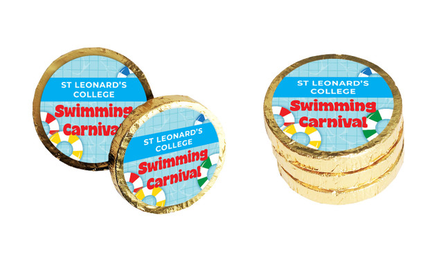 School Swimming Carnival Custom Chocolate Coin