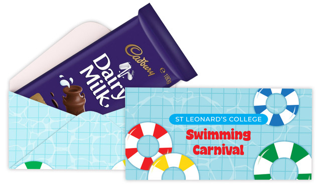 School Swimming Carnival Personalised Cadbury Bar Box