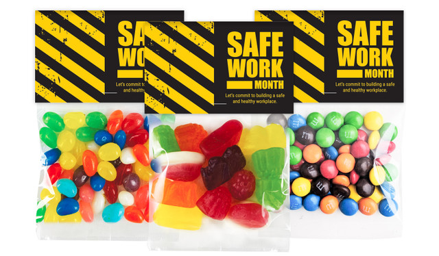 Safe Work Month Personalised Lolly Bag With Topper
