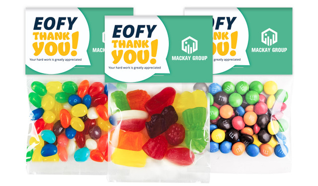 Corporate Colours EOFY Custom Lolly Bag With Topper
