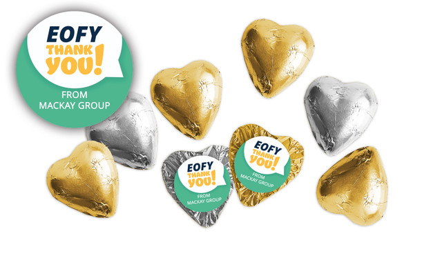 Corporate Colours EOFY Custom Foil Chocolate Hearts