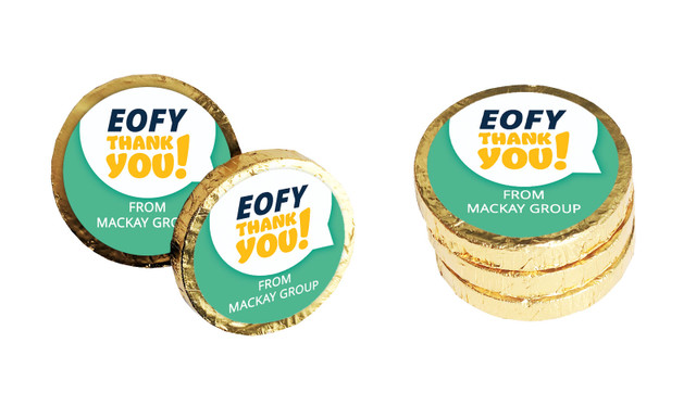 Corporate Colours EOFY Custom Chocolate Coin