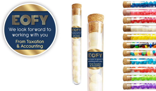 Bold Navy EOFY Personalised Test Tubes