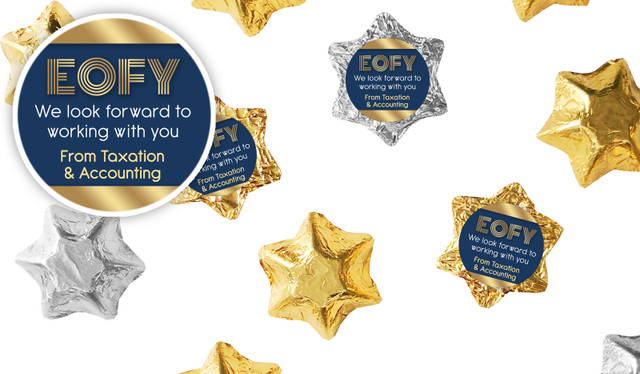 Bold Navy EOFY Personalised Foil Chocolate Stars