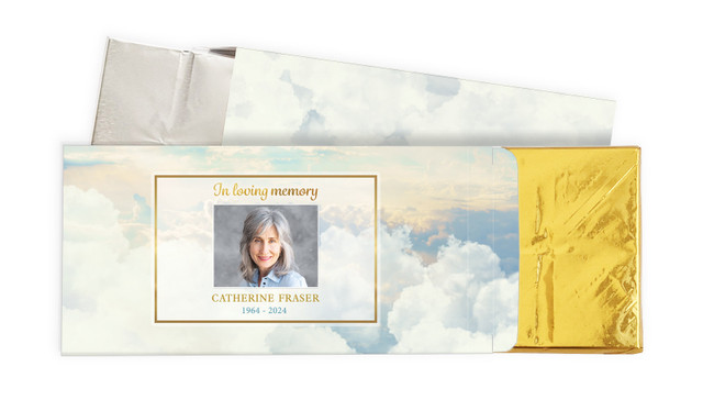 Clouds Funeral Personalised Chocolate Bar In A Box