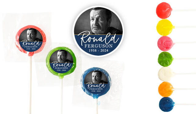 Cursive Blue Funeral Custom 3cm Mini Lollipops