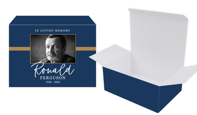 Cursive Blue Funeral Personalised Tuck Gift Box