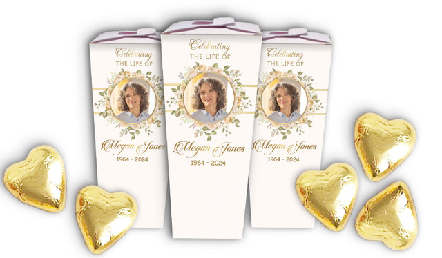 Gold And Floral Funeral Personalised Chocaboxes