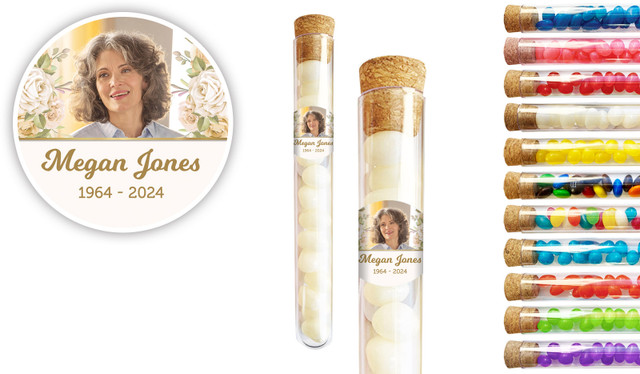 Gold And Floral Funeral Personalised Test Tubes