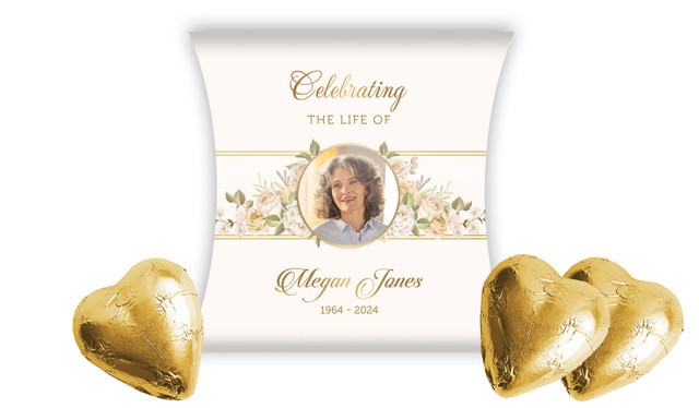 Gold And Floral Funeral Personalised Pillow Boxes