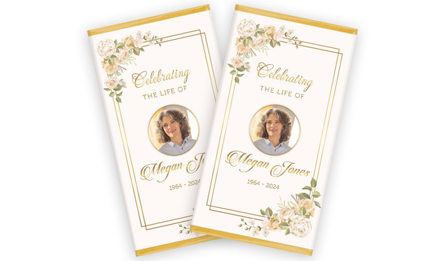 Gold And Floral Funeral Custom Chocolate Bars