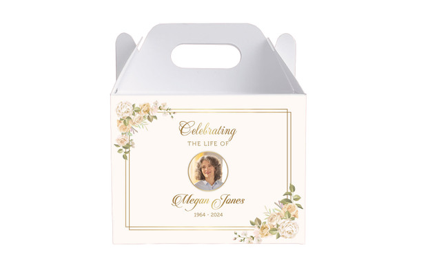 Gold And Floral Funeral Personalised Gable Favour Box