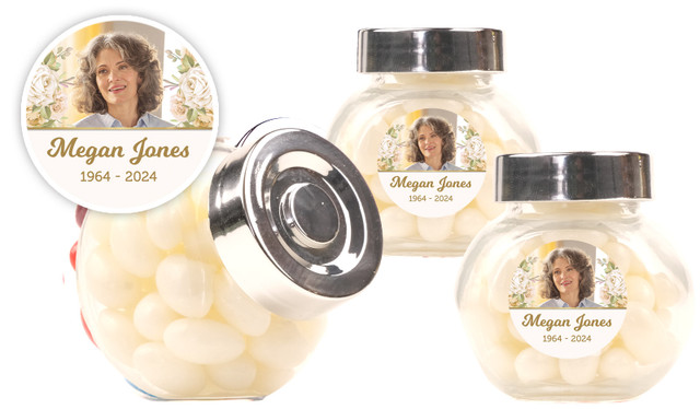 Gold And Floral Funeral Custom Mini Candy Jar