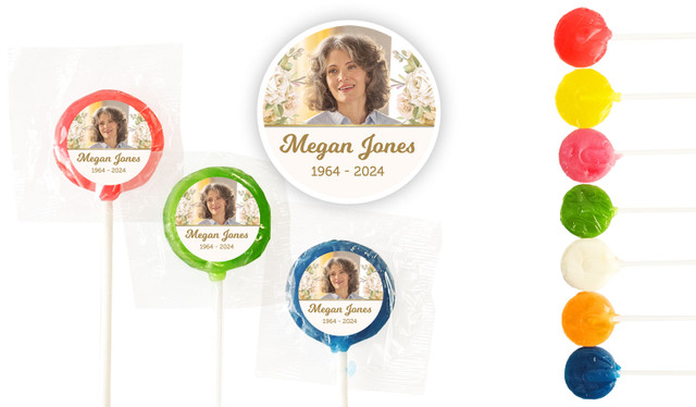 Gold And Floral Funeral Custom 3cm Mini Lollipops