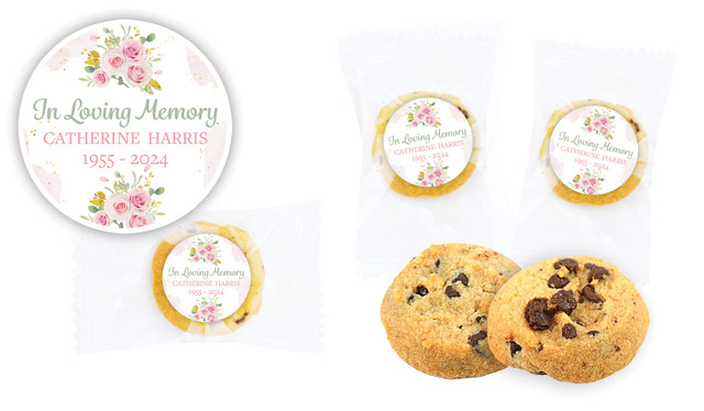 Pink Floral Funeral Personalised Bite-Size Cookie 5g