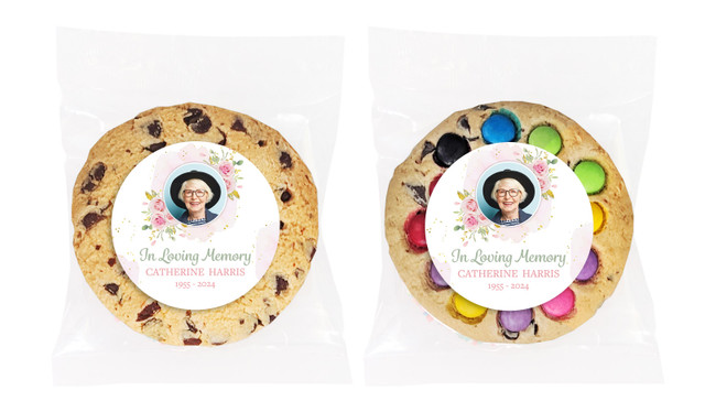 Pink Floral Funeral Personalised Cookie