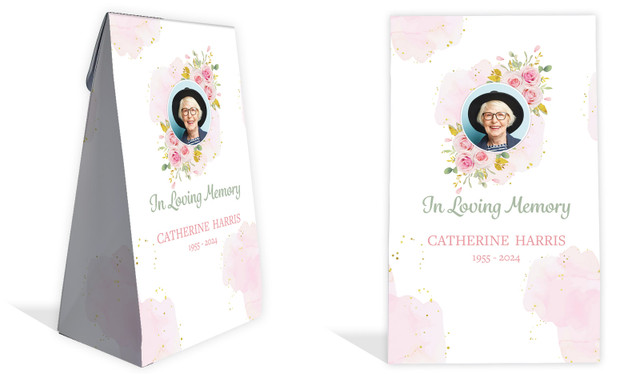 Pink Floral Funeral Personalised Gusset Favour Bag
