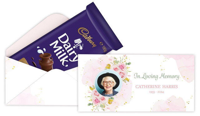 Pink Floral Funeral Branded Cadbury Bar Box (Box Only)