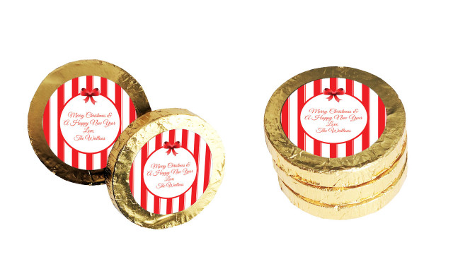 Stripes In Red Christmas Gold Coins