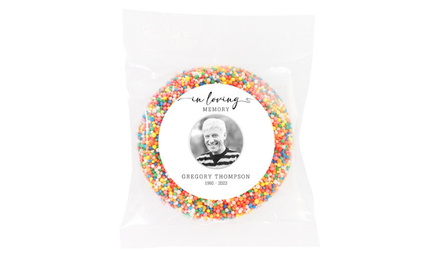 Simple Funeral Personalised Chocolate Freckle