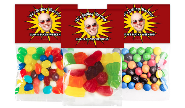 Face Splash Bucks Night Custom Lolly Bag With Topper