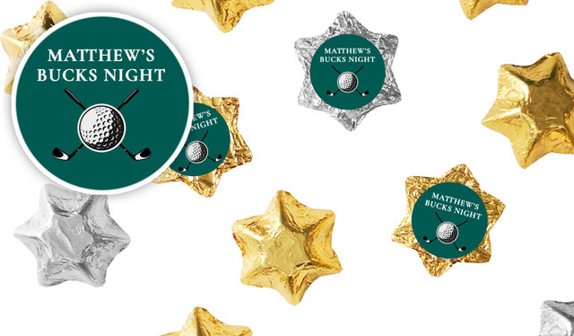 Golf Bucks Night Personalised Foil Chocolate Stars