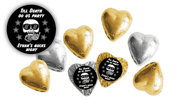 Till Death Bucks Night Custom Foil Chocolate Hearts