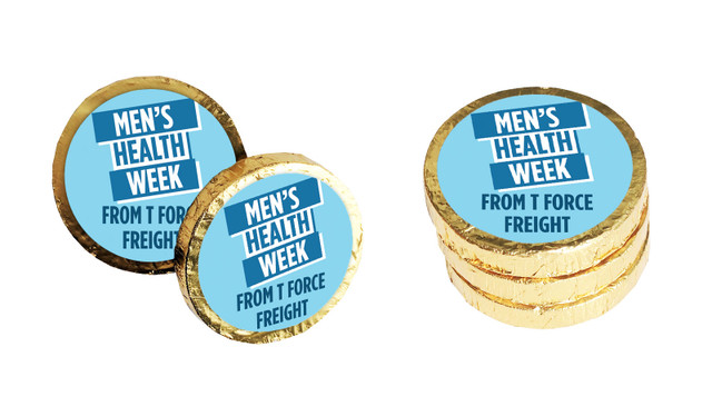 Angled Banner Men's Health / Movember Custom Chocolate Coin