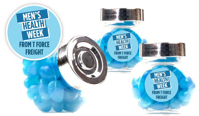 Angled Banner Men's Health / Movember Custom Mini Candy Jar