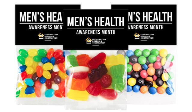 Bold Black Men's Health / Movember Custom Lolly Bag With Topper