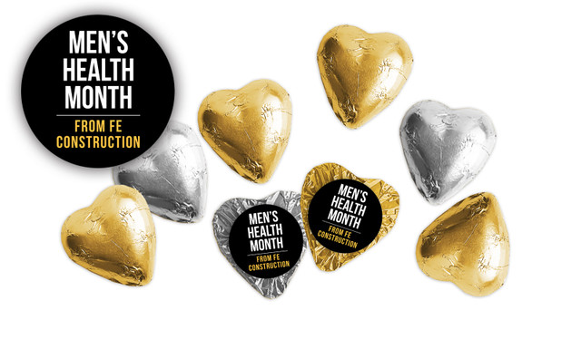 Bold Black Men's Health / Movember Custom Foil Chocolate Hearts