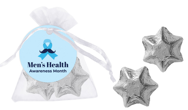 Moustache Ribbon Men's Health / Movember Personalised Organza Bag