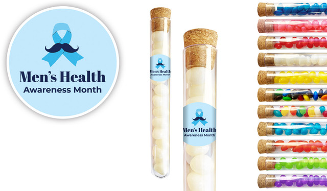 Moustache Ribbon Men's Health / Movember Personalised Test Tubes