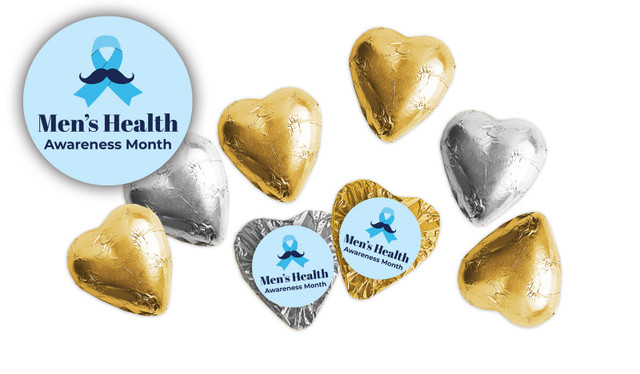 Moustache Ribbon Men's Health / Movember Custom Foil Chocolate Hearts