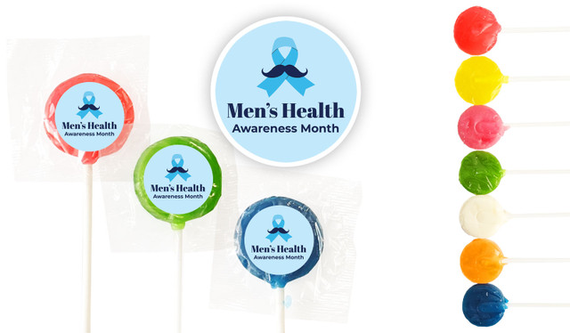 Moustache Ribbon Men's Health / Movember Custom 3cm Mini Lollipops