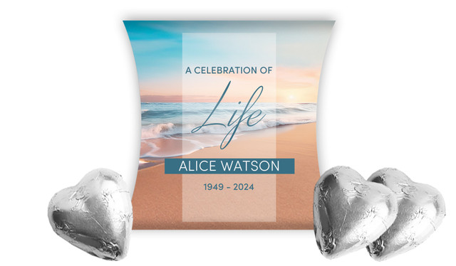 Beautiful Beach Funeral Personalised Pillow Boxes