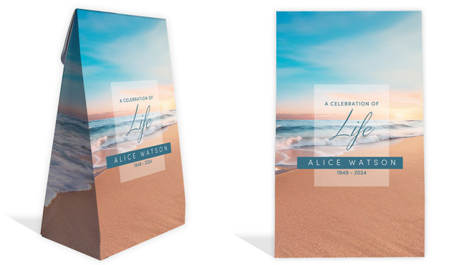 Beautiful Beach Funeral Personalised Gusset Favour Bag