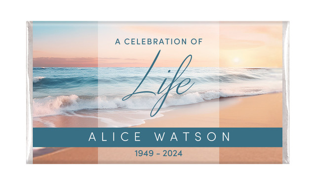 Beautiful Beach Funeral Custom Chocolate Bars