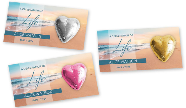 Beautiful Beach Funeral Branded Heart Card