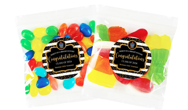 Confetti Stripe Personalised Graduation Lolly Bags