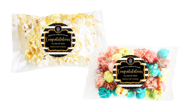 Confetti Stripe Personalised Graduation Popcorn Bag