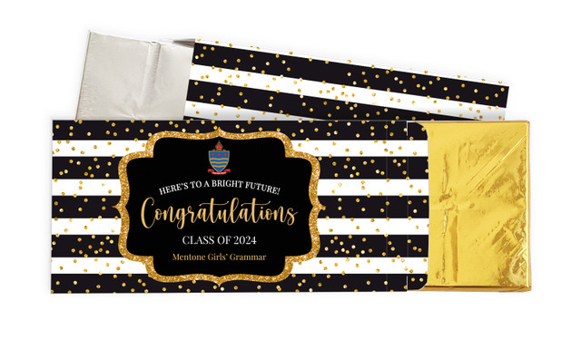 Confetti Stripe Personalised Graduation Chocolate Bar In A Box
