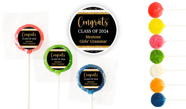 Confetti Stripe Personalised Graduation Mini Pops