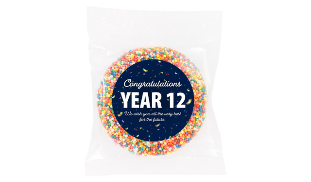Flying Confetti Graduation Personalised Chocolate Freckle