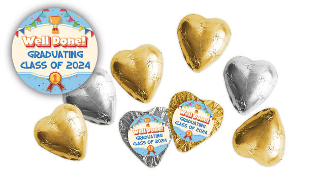 Primary School Personalised Graduation Foil Chocolate Hearts